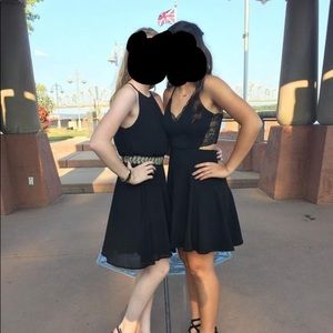 Lace detailed black dress